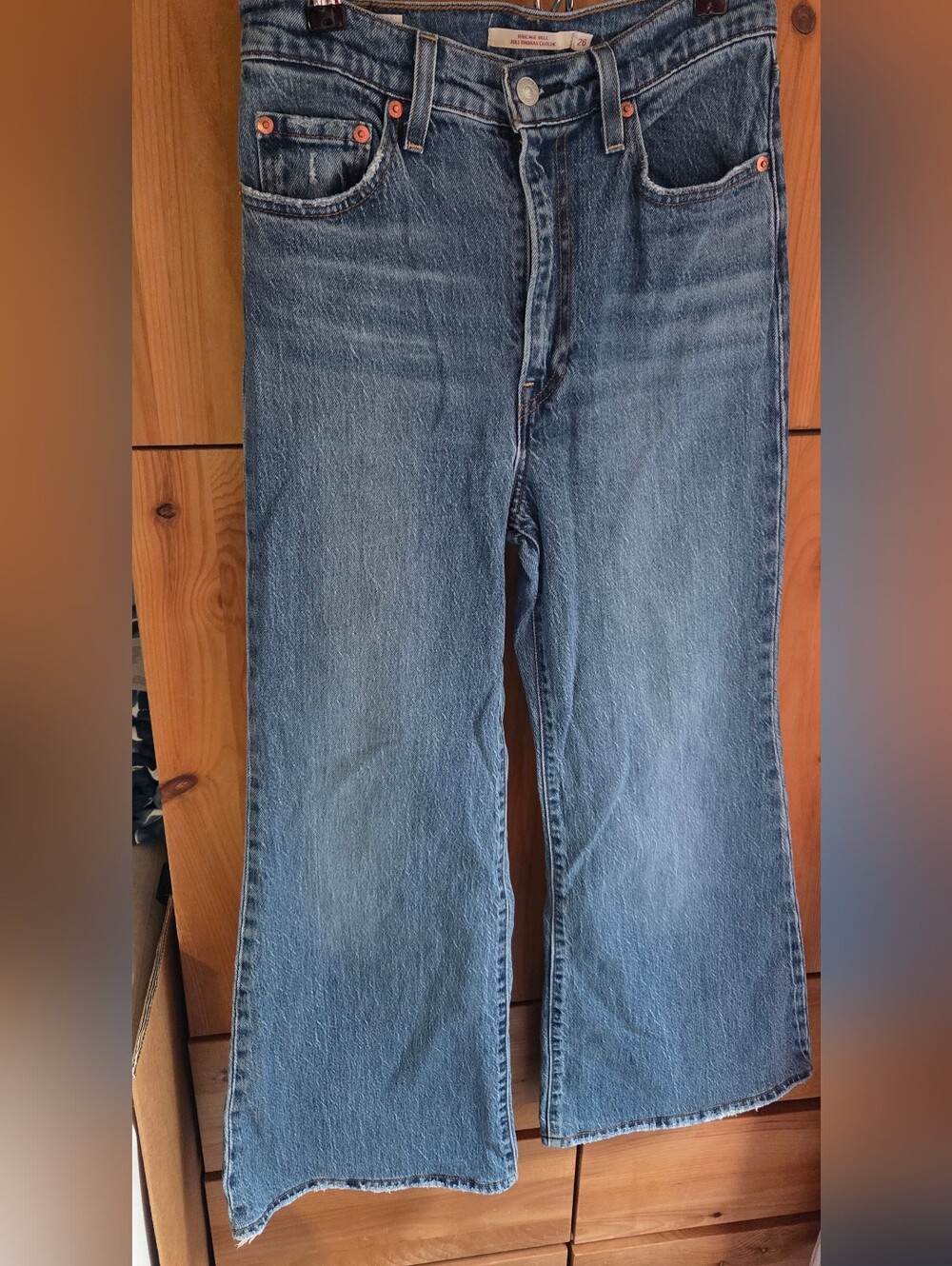 Levi's Ribcage Bell Cotton Distressed Jeans Size 26